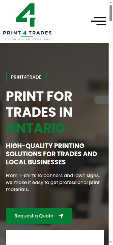 Print 4 Trades website on mobile